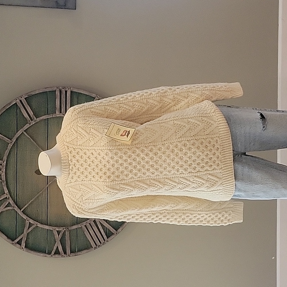 Carraig Donn Fishermans Raglan Crewneck Handknit Wool Sweater